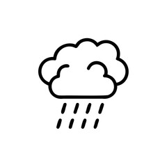 Outline a fluffy cloud with falling rain drops weather storm