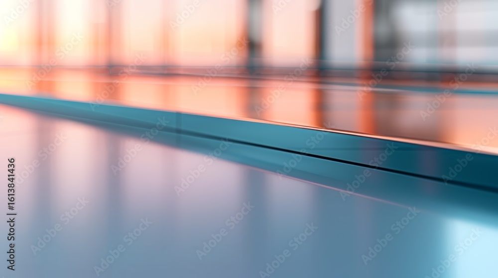 Aufkleber abstract 3d render of metallic teal and copper angular shapes with glossy reflections and ample copy