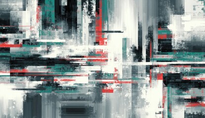 Abstract digital painting with  vibrant color blocks and distorted lines