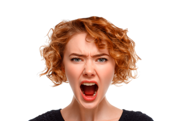 portrait of a young woman screaming
