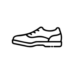 Outline a single oxford shoe with laces on footwear