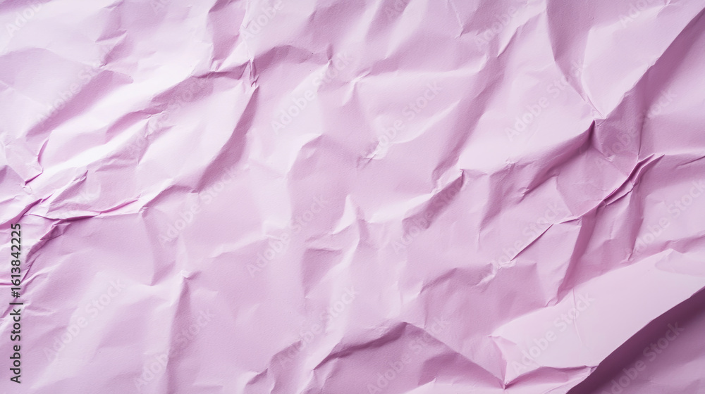 Poster crumpled paper texture in soft lavender color with light and shadow creating delicate abstract patte