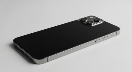 Sleek black smartphone with advanced camera system on a neutral background