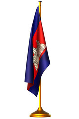 Cambodia flag on transparent background. 3D Render	
