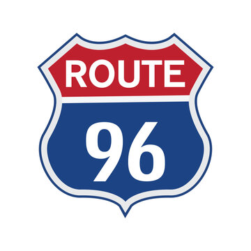 Route 96 road sign isolated on white background