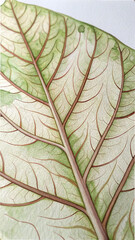 Green leaf veins watercolor macro brown