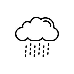 Outline cloud with falling rain drops simple icon weather symbol