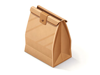 3D Isometric Illustration of a Brown Paper Lunch Bag