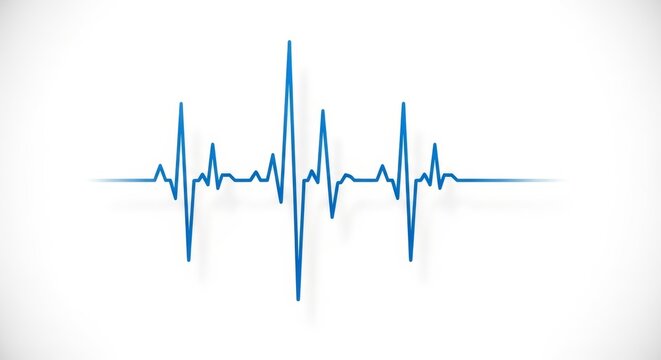 Clean blue electrocardiogram waveform showing normal heart rhythm on white background. Perfect for medical, healthcare and cardiology concepts. - Powered by Adobe