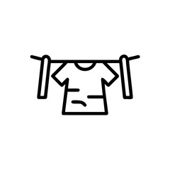 Outline icon a t shirt drying on a clothesline clothing