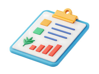 Colorful 3D Clipboard with Checklist and Progress Bars