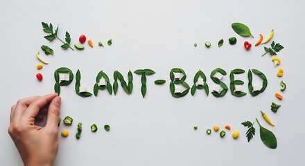 Plant-based Food Lettering Made of Leaf and Vegetable