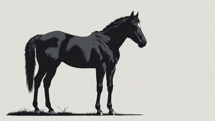 Black horse animal equine mammal art illustration design stallion mare thoroughbred drawing artwork vector