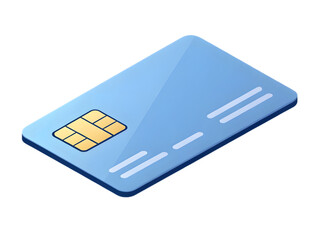 Modern Light Blue Credit Card with Chip Illustration
