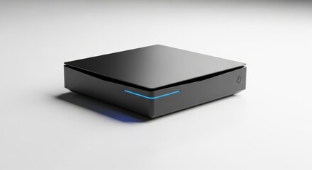 Sleek modern black electronic device with subtle blue led lighting