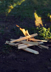 a small campfire breaks out in nature