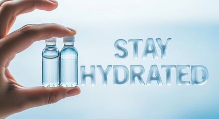 Water Vial Held to Stay Hydrated Message