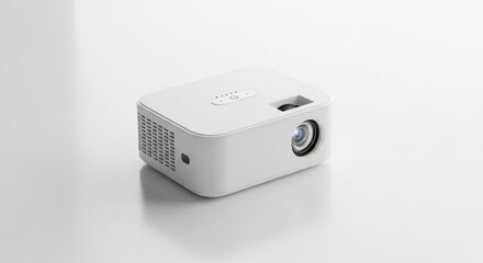 Compact white mini projector for home entertainment and presentations