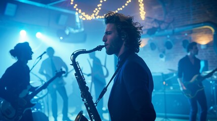 Lowangle Shot Male Saxophonist Dark