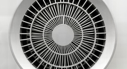 Modern Circular Ventilation Fan with Grille Cover, Indoor Air Circulation, Ceiling Fan Vent, Mechanical Ventilation System, White Plastic Fan Cover, Home Heating and Cooling, Airflow Device for HVAC, 