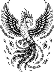 Fototapeta premium Phoenix Breaking Free from Chains bird mythical