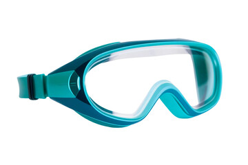 swimming goggles with adjustable strap and clear lens on transparent background