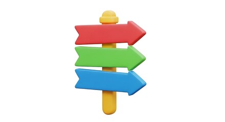 Colorful Directional Signpost with Arrow Symbols Indicates Choice