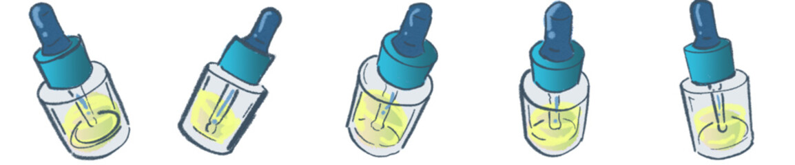 Cute Dropper Bottle Clipart Set | Pastel Lab Container Illustration | Kawaii Skincare Vial PNG