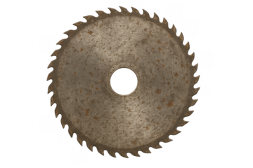 Rusty circular saw blade isolated on transparent background
