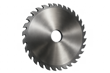 Sharp circular saw blade rotating with transparent background