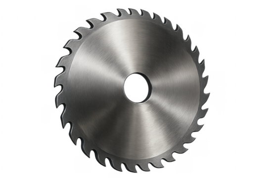 Sharp circular saw blade rotating with transparent background