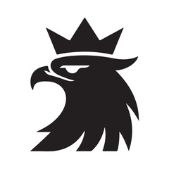 Fototapeta premium Illustration of a black eagle head with a crown on a white background