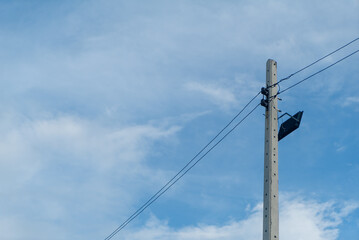 Utility Pole Against Clear Blue Sky