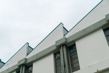 Modern Architecture with Sloped Roofline