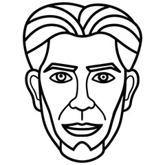 Create a minimalistic abstract face with bold, continuous black lines on a white background