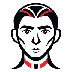 Create a minimalistic abstract face with bold, continuous black lines on a white background