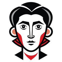 Create a minimalistic abstract face with bold, continuous black lines on a white background