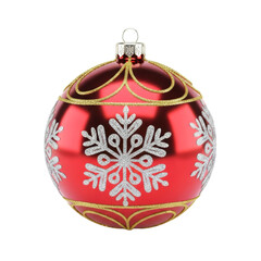 Red snowflake christmas ornament isolated on transparent background