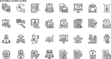 Illustration of business icons showing analytics and communication tools