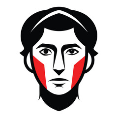 Create a minimalistic abstract face with bold, continuous black lines on a white background