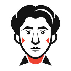 Create a minimalistic abstract face with bold, continuous black lines on a white background