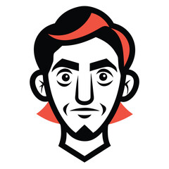 Create a minimalistic abstract face with bold, continuous black lines on a white background