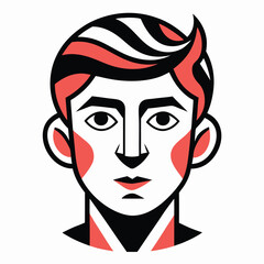 Create a minimalistic abstract face with bold, continuous black lines on a white background