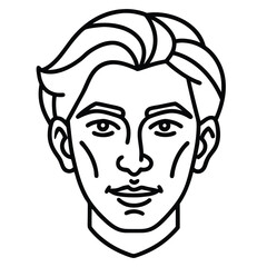 Create a minimalistic abstract face with bold, continuous black lines on a white background