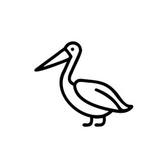 Minimalist outline icon a pelican standing bird animal