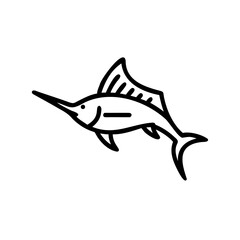 Minimalist outline icon a sailfish swimming ocean marine