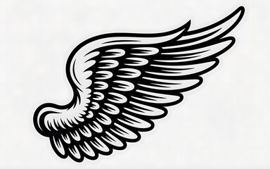 Obraz premium Stylized Wing Illustration Bold Outlines and Detailed Feathering A Symbol of Freedom and Flight