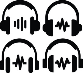 Headphones Vector Icon Audio, Music, and Sound Wave Technology Design