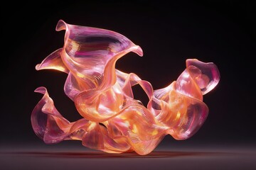 Abstract fluid form in iridescent pink and gold