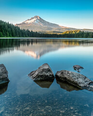 Mount Hood reflection in lake Trillium, Oregon